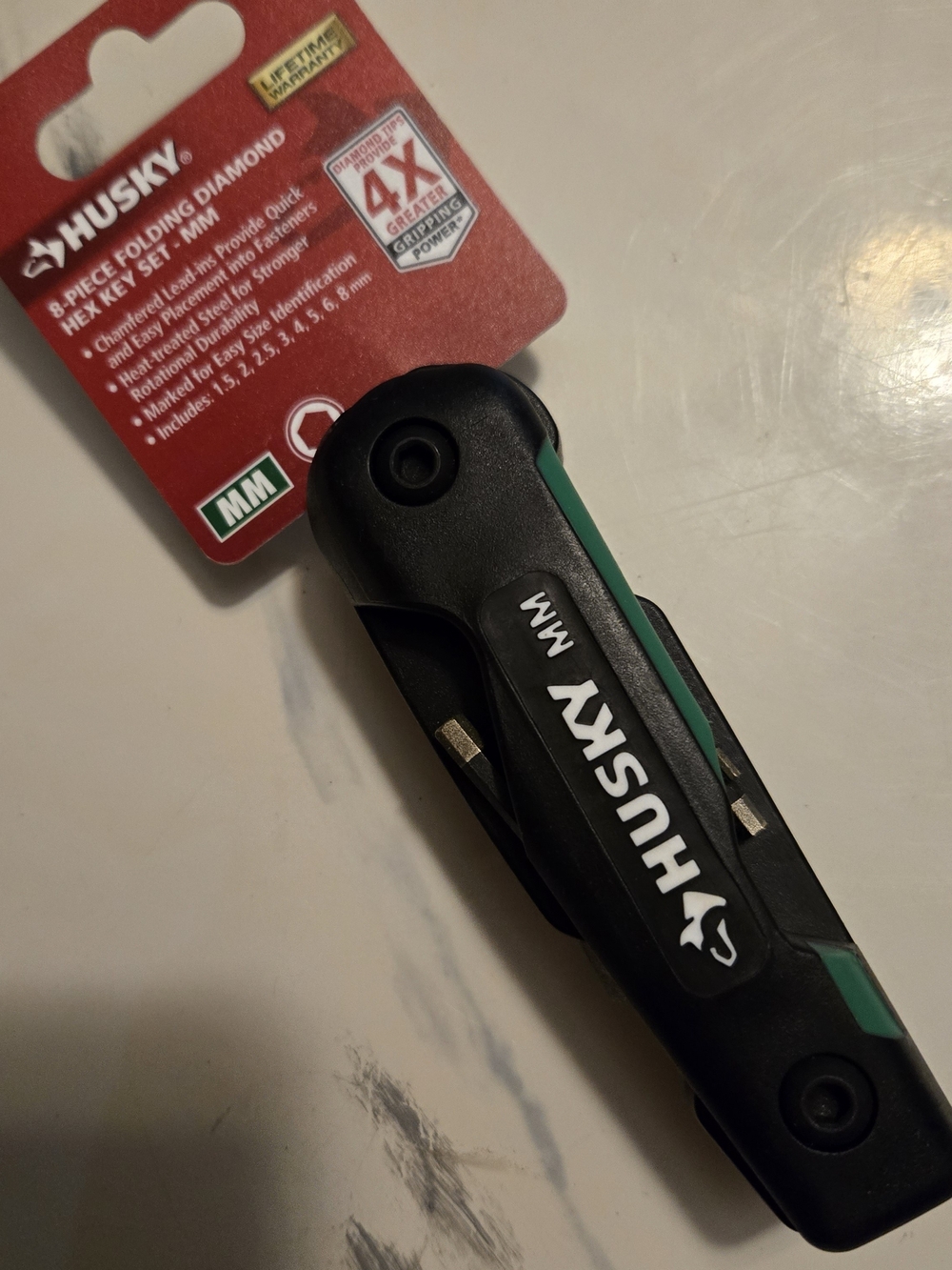 Husky 8-Piece Folding Diamond Hex Key Set - Black & Green